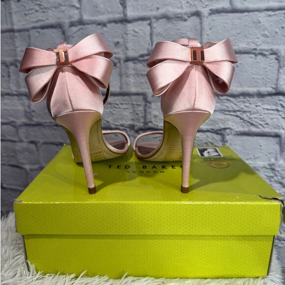 TED BAKER Bowtifl Bow Heeled Satin Sandals 37.5 NEW - Picture 6 of 8